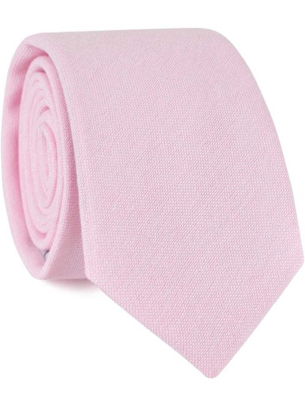 Men's Light Pink Heather Cotton Linen Textured Formal Slim Necktie For Business